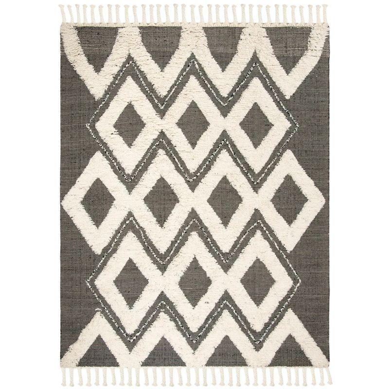 Kenya KNY903 Hand Knotted Area Rug - Black/Ivory - 8'9"x11'9" - Safavieh.
