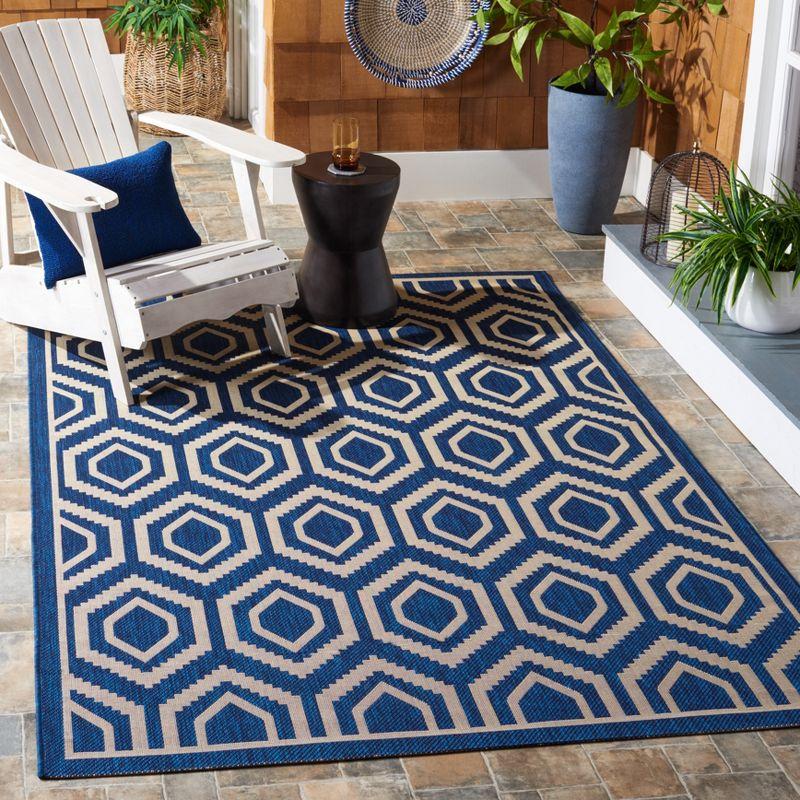 Courtyard CY6902 Power Loomed Indoor and Outdoor Area Rug - Navy/Beige - 9'x12' - Safavieh