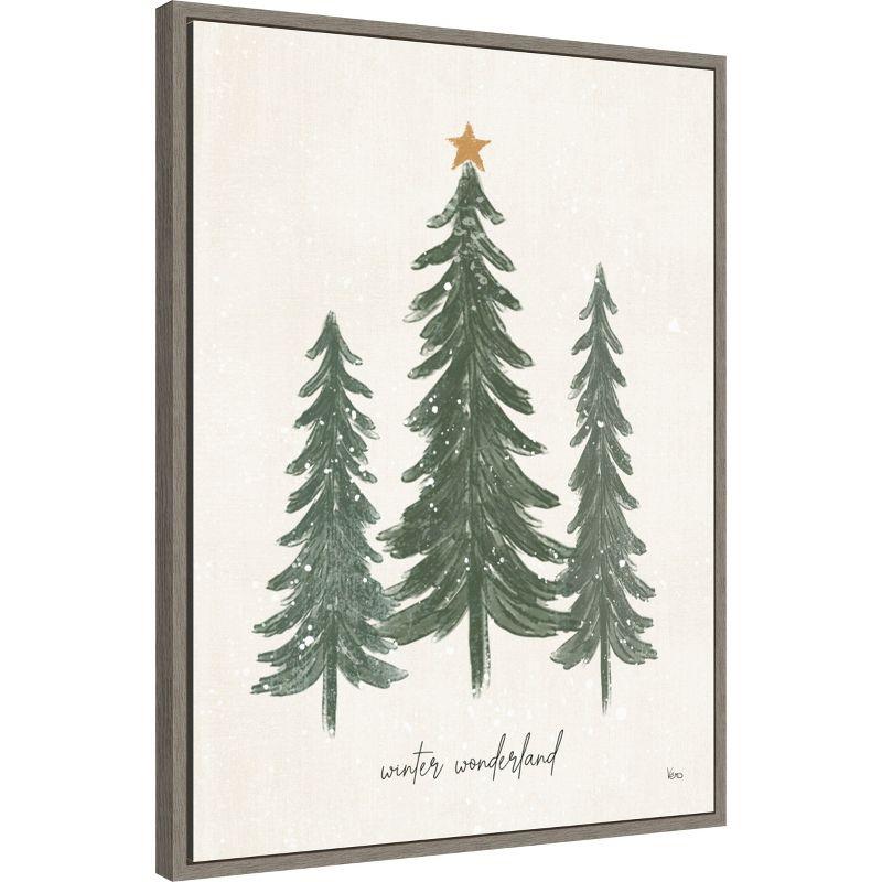 Amanti Art Woodland Christmas Trees by Veronique Charron Canvas Wall Art Print Framed 23 x 30-in.