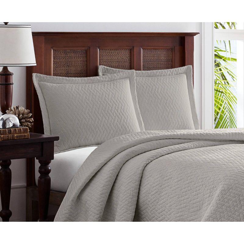 Tommy Bahama Raffia Solid Cotton Reversible Quilt Set