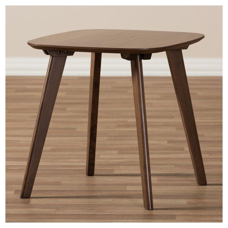 Dahlia Mid-Century Modern End Table Brown: Rubberwood Frame, Hardwood Top - Baxton Studio