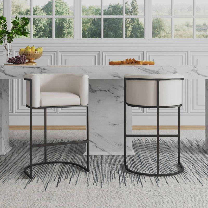 Cosmopolitan Cream Faux Leather Mid-Century Counter Stool, Set of 3