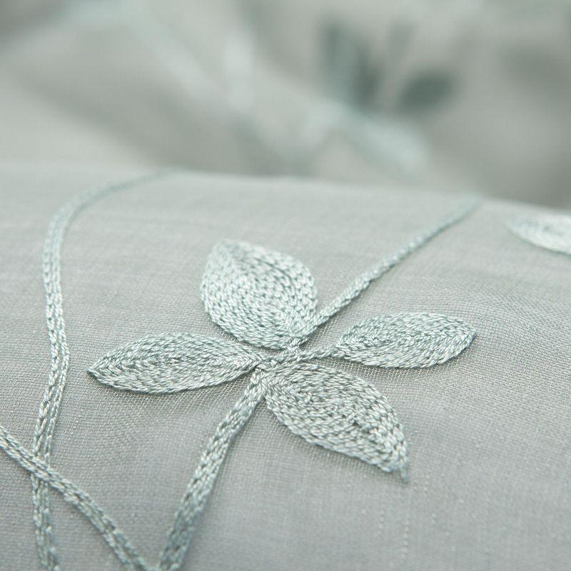 Chanasya 2pk Embroidered Vine Sheer Window Curtain Panels - Set of 2 - 52 x 96 Inches Long - Sage