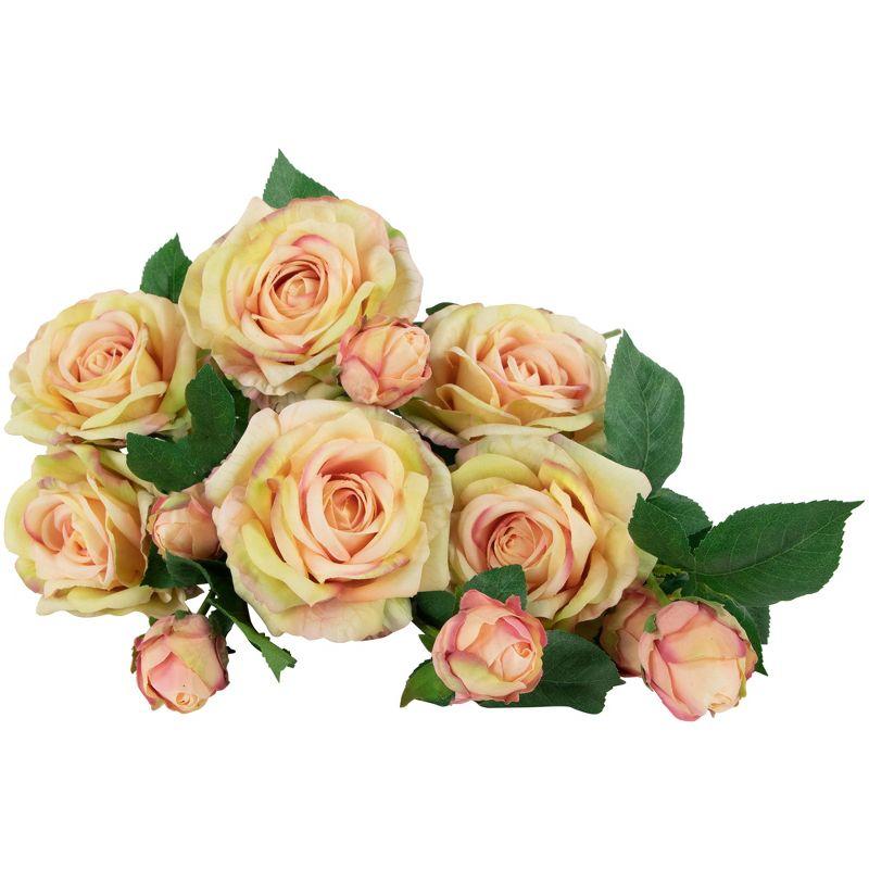 Cream and Pink Real Touch Artificial Rose Stems 26"