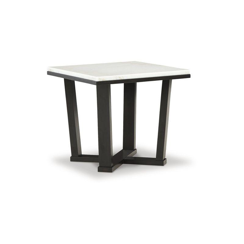 Contemporary Square End Table with White Marble Top