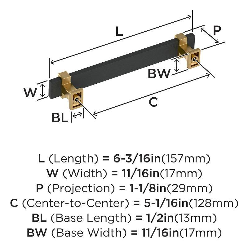 Amerock Overton 5-1/16 inch (128mm) Center-to-Center Brushed Matte Black/Champagne Bronze Cabinet Pull