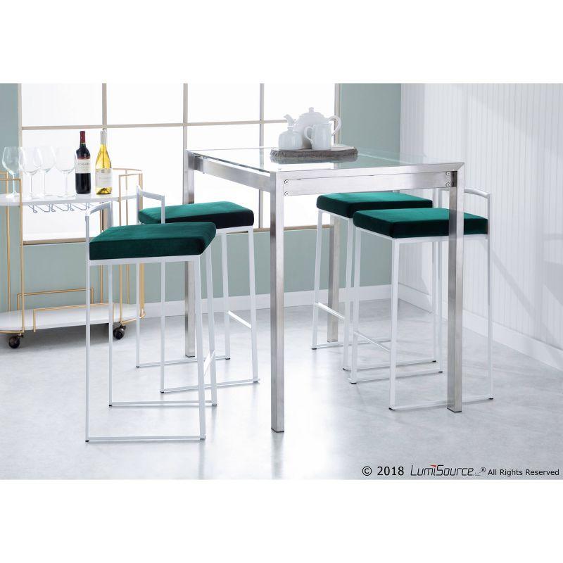 CounterHeight Table Stainless Steel - LumiSource: Contemporary Glass Top, Seats 6, Metal Frame