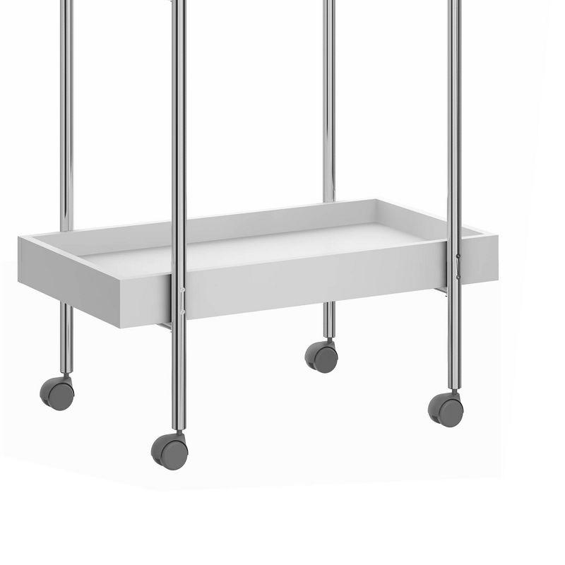 Storage Cart with 2 Tier Design and Metal Frame White/Chrome - The Urban Port: Universal Media Organizer with Casters