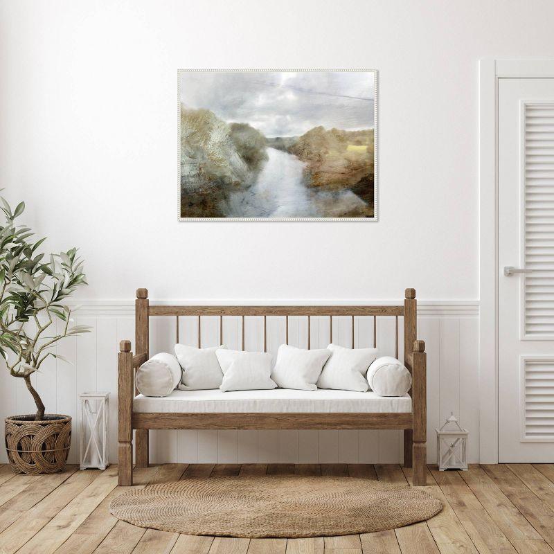 42"x32" Forest River by Dan Hobday Framed Canvas Wall Art Print White - Amanti Art: Abstract Landscape, Modern Decor, Polystyrene Frame