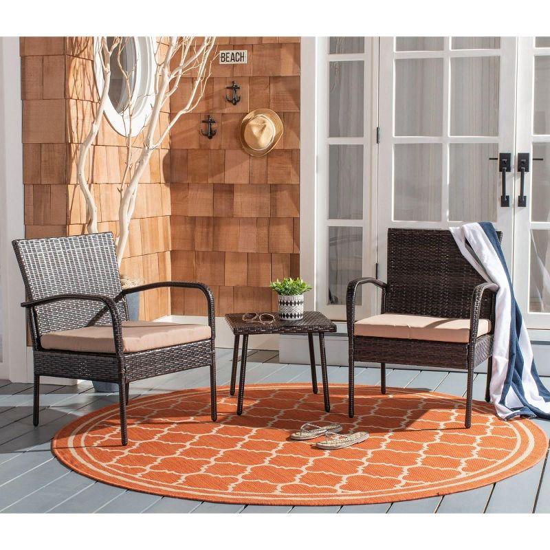 Natural Beige Wicker Outdoor Patio 3 Piece Chat Set