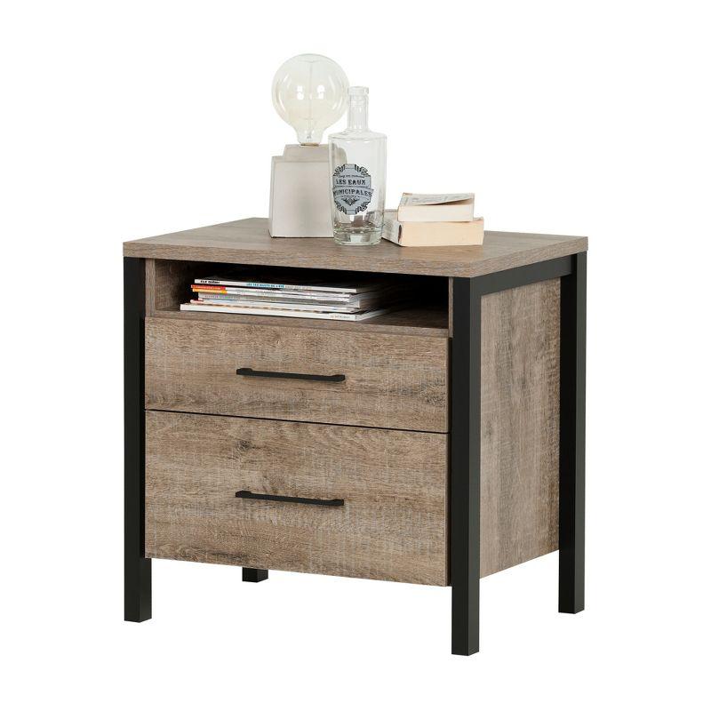 Munich 2-Drawer Nightstand - End Table with Storage Weathered Oak and Matte Black