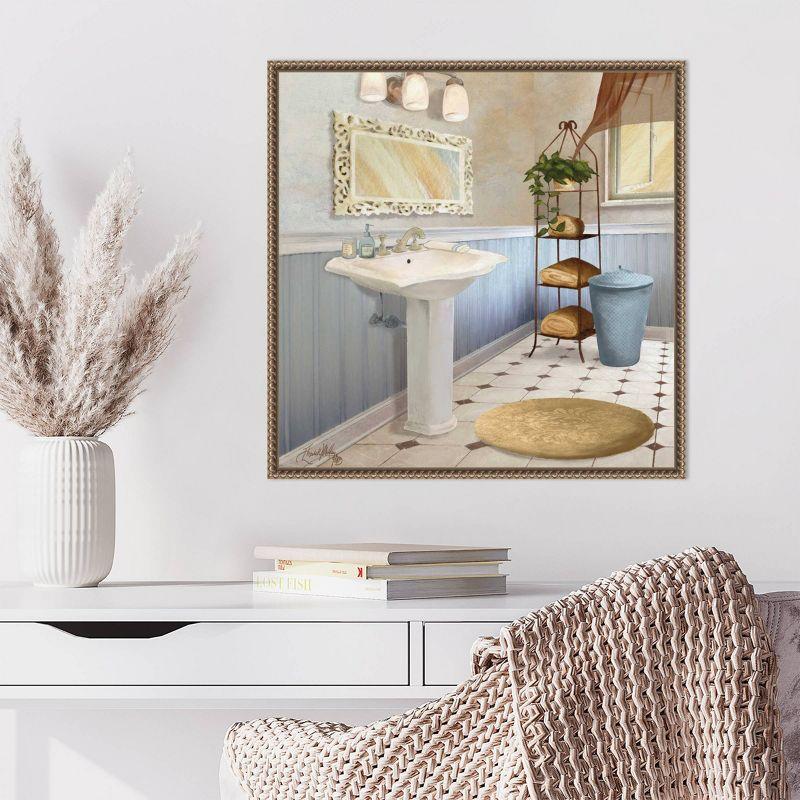 Amanti Art 22"x22" Sundance Bath II by Elizabeth Medley Framed Canvas Wall Art Print Bronze: Hand-Stretched, Lithograph, Polystyrene Frame