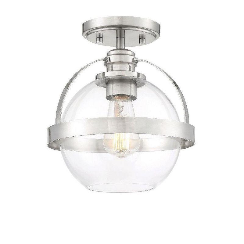 Greyleigh™ Longmeadow 1 - Light 9.38'' Simple Globe Semi Flush Mount in Satin Nickel
