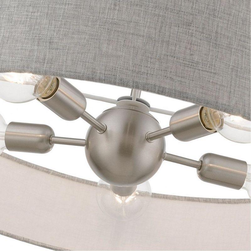 Livex Lighting Elmhurst 5 - Light Pendant in  Brushed Nickel/Shiny White