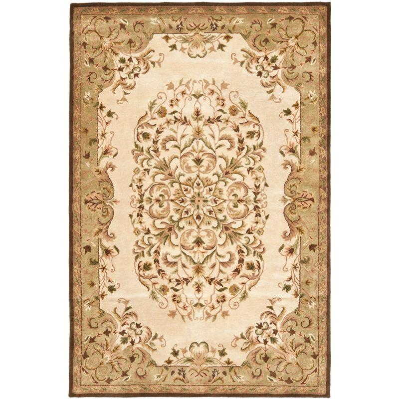 Heritage Hand-Tufted Beige/Green Pure Wool 6' x 9' Area Rug