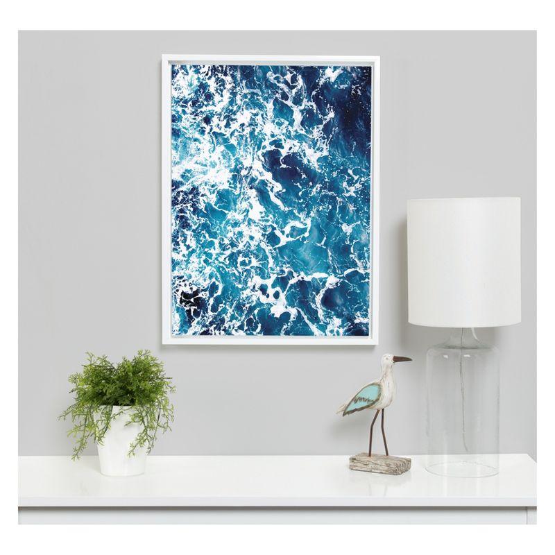 18" x 24" Sylvie Waves Framed Canvas by Simon Te Tai White - Kate and Laurel: Ocean Scene Wall Decor, Modern Art