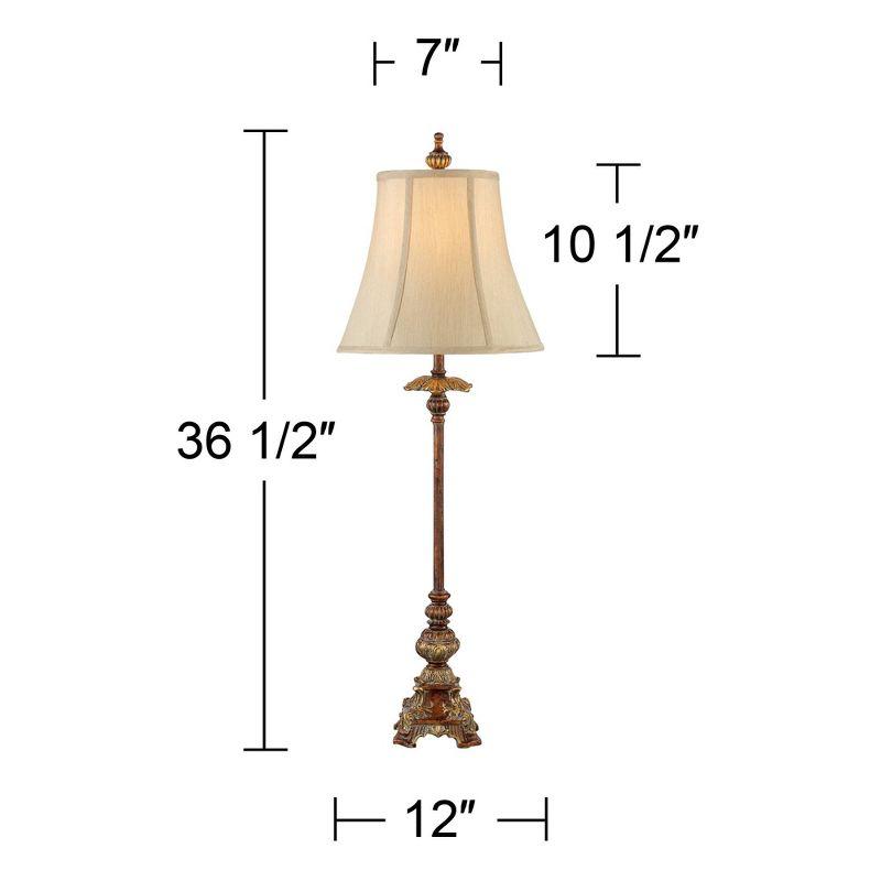Regency Hill Juliette 36 1/2" Tall Skinny Large Buffet Traditional End Table Lamps Set of 2 Brown Light Bronze Finish Living Room Bedroom Bedside