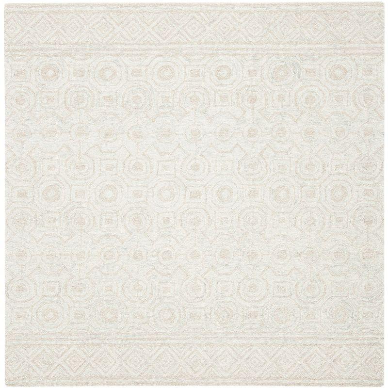 Ivory Hand-Tufted Wool Square Area Rug