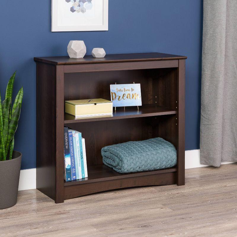 Espresso Rich Adjustable 2-Shelf Wooden Bookcase