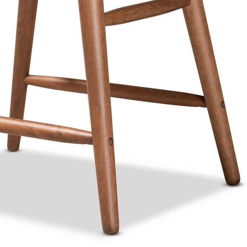 2pc Sagira Velvet & Wood Counter Height Barstool Set with Footrest - Baxton Studio