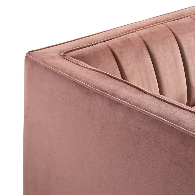 Calabasas 85'' Rose Velvet Solid Wood Tuxedo Sofa