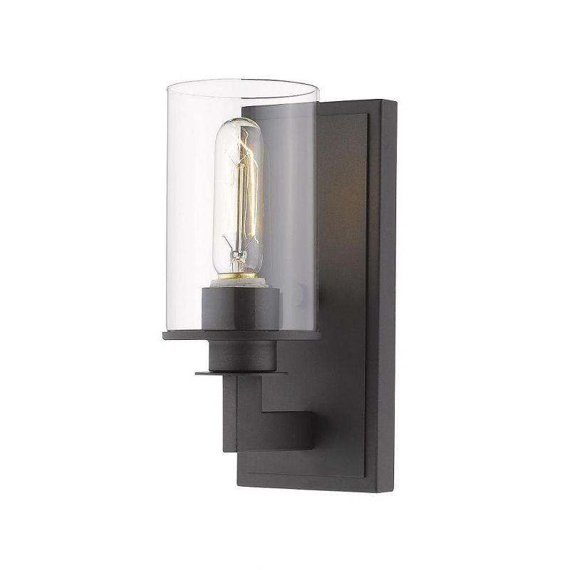 Bronze Mid-Century Modern Dimmable Wall Sconce with Clear Glass Shade