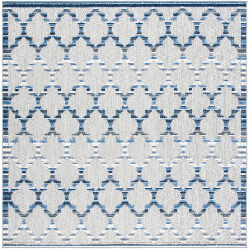 Cabana Breeze Easy-Care Blue Geometric Indoor/Outdoor Rug - 6'7" Square