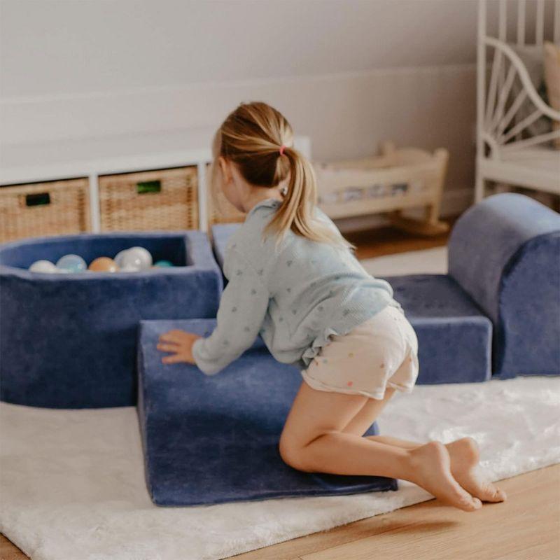 MeowBaby 3 Elements Soft Foam Blocks Playset with Velvet Cover, Lightweight & Durable Indoor Climbing Playground for Babies & Toddlers, White