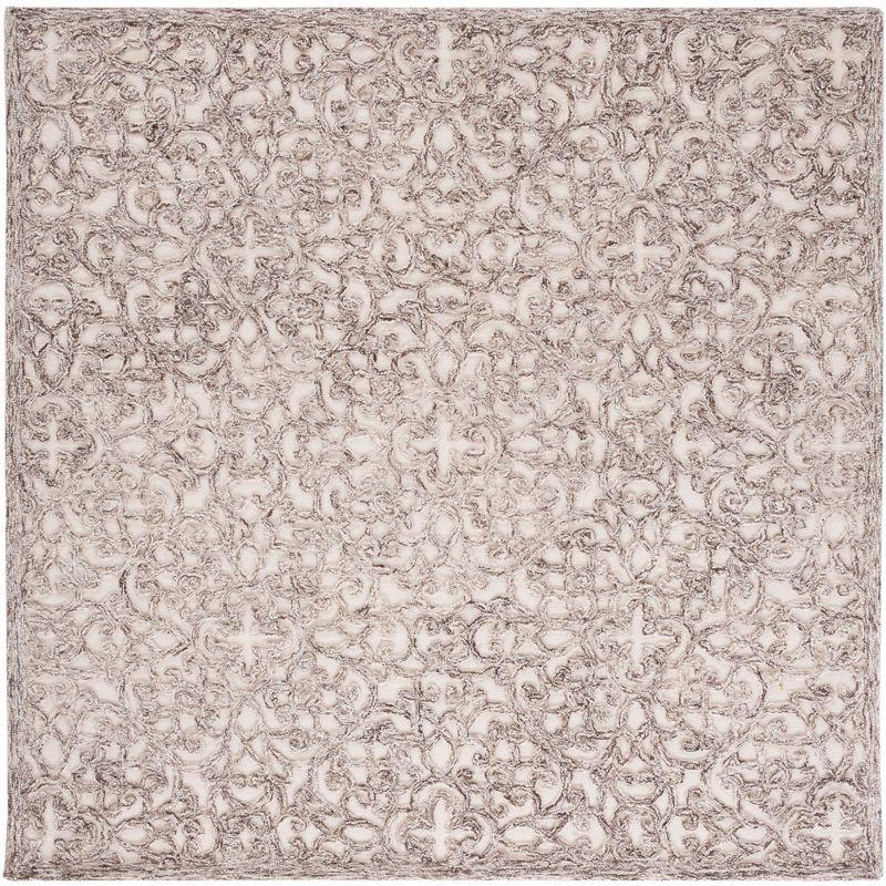 Ivory Elegance 6' Square Hand-Tufted Wool Area Rug