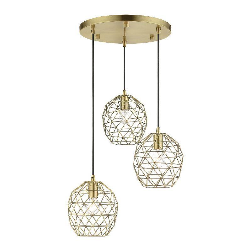 Livex Lighting Geometrix 3 - Light Pendant in  Antique Brass