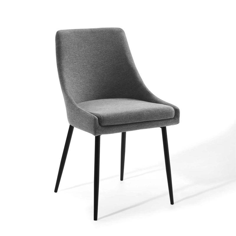 Modway Viscount Upholstered Fabric Dining Chairs - Set of 2, Black Charcoal