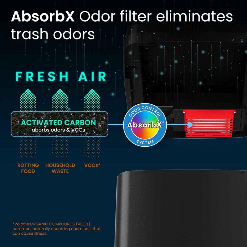 iTouchless Sliding Lid Sensor Kitchen Trash Can with AbsorbX Odor Filter 14 Gallon Black Stainless Steel