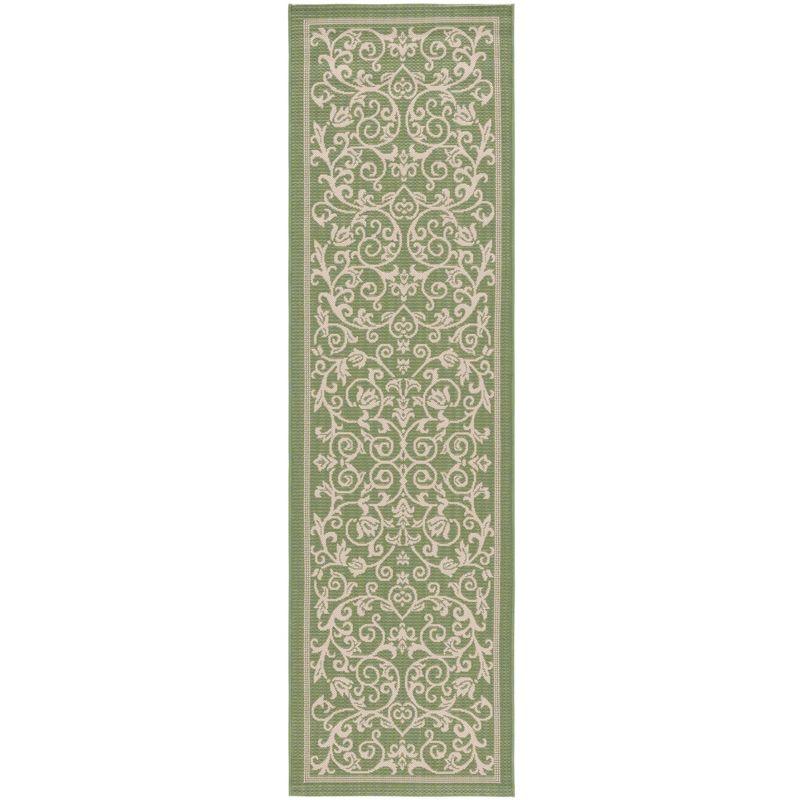 Courtyard CY2098 Power Loomed Indoor and Outdoor Runner Rug - Olive/Natural - 2'3"x10' - Safavieh