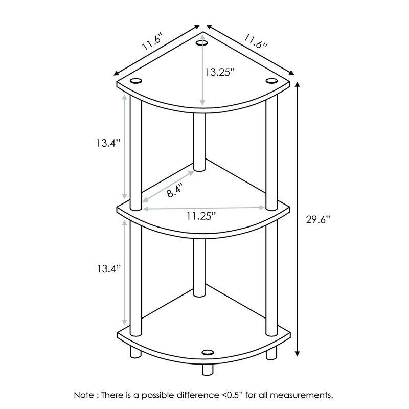 Black 3-Shelf Corner Display Rack with Adjustable Shelves