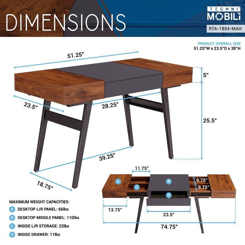 Expandable Modern Desk with Storage Mahogany - Techni Mobili