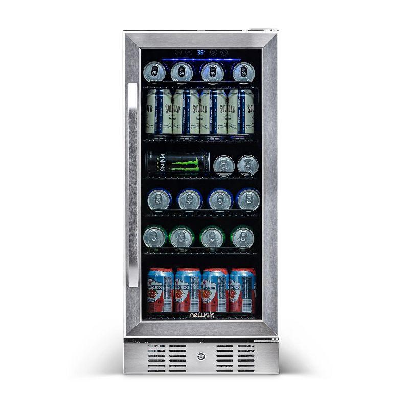 Newair 15" Built-in 96 Can Beverage Fridge in Stainless Steel with Precision Temperature Controls