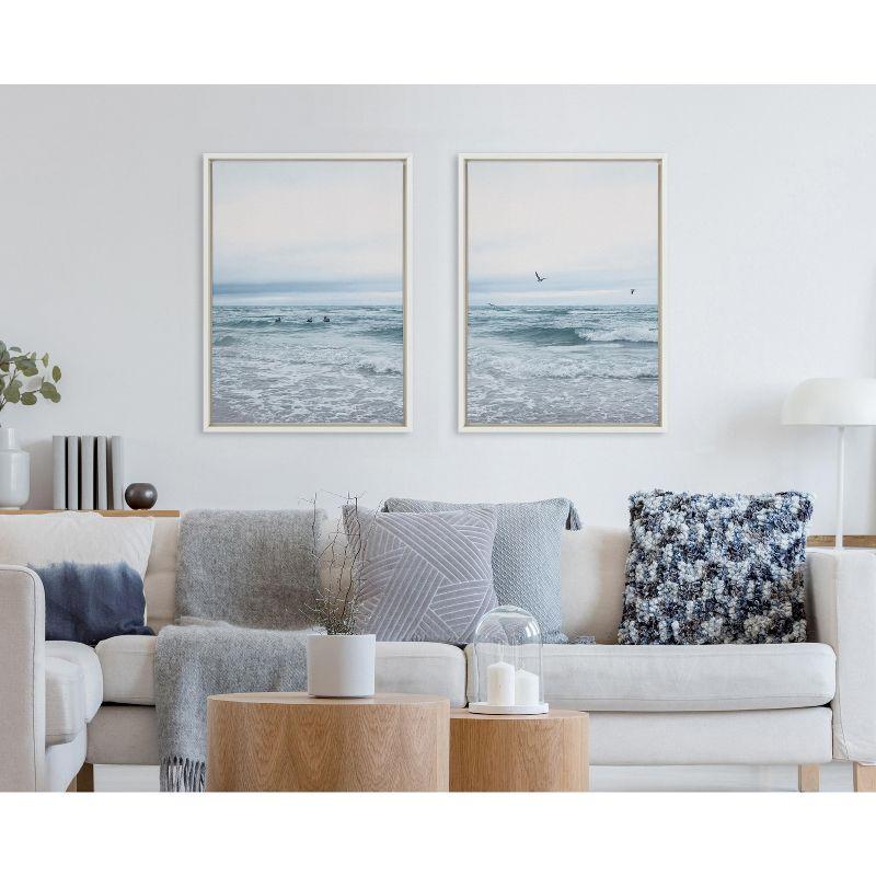 Kate and Laurel Sylvie Ocean Swim Left and Right Framed Canvas by Stephanie Klatt, 2 Piece 18x24, White