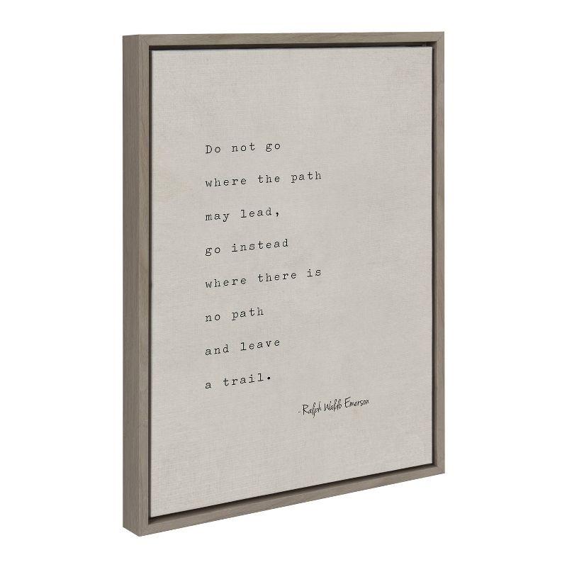 18" x 24" Sylvie Emerson Quote Framed Canvas Gray - Kate & Laurel All Things Decor: Inspirational Typography Wall Art, Modern Home Decor