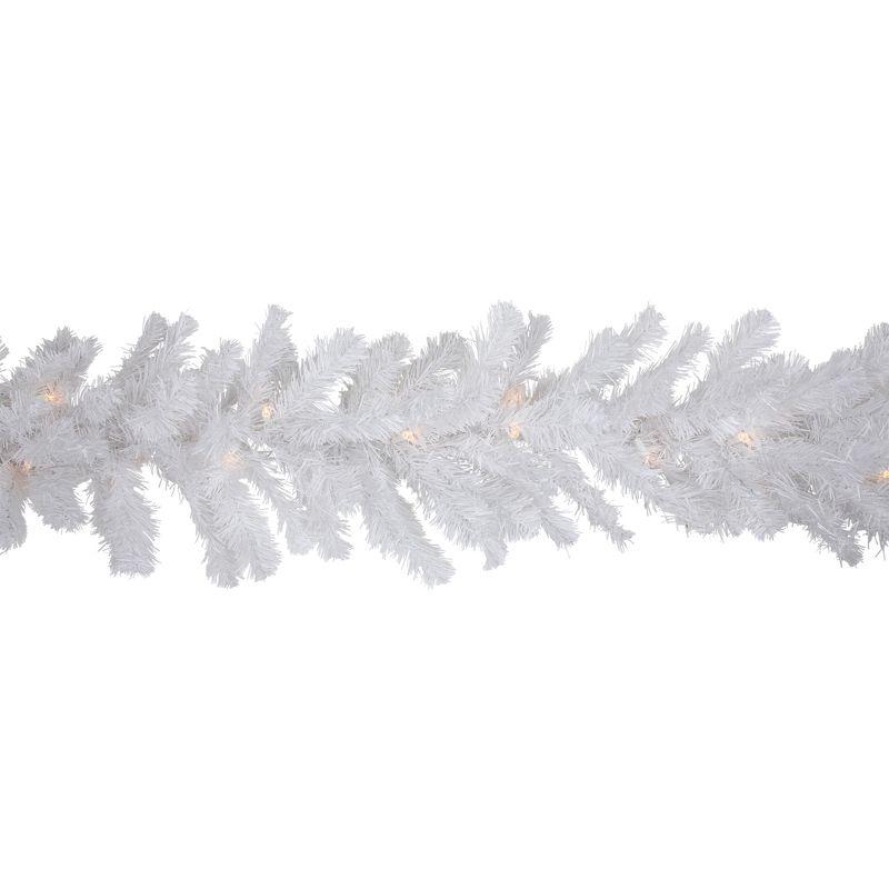 9' White Pre-Lit Snowy Pine Christmas Garland with Clear Lights