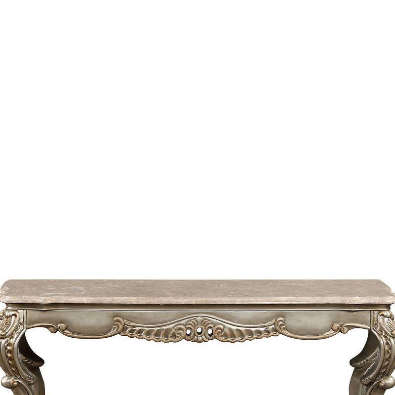 Miliani 58" Natural Marble Top Accent Table with Antique Bronze Wood Legs