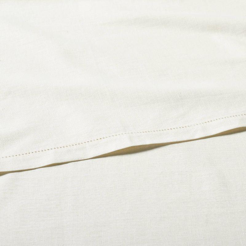 4pc Queen Linen Blend with Hem Stitch Sheet Set Sour Cream - Hearth & Hand™ with Magnolia