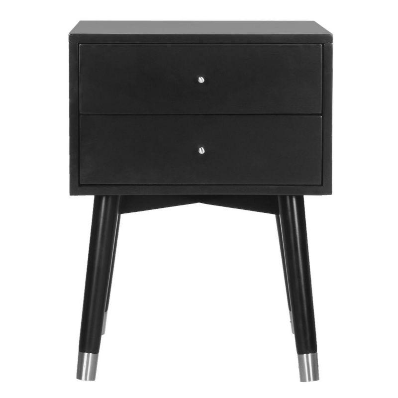 Lyla Black/Silver Transitional 2-Drawer Nightstand