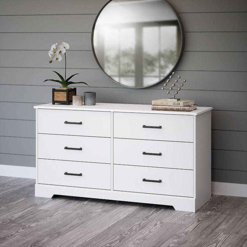 Prepac Rustic Ridge Farmhouse 6 Drawer Bedroom Dresser White
