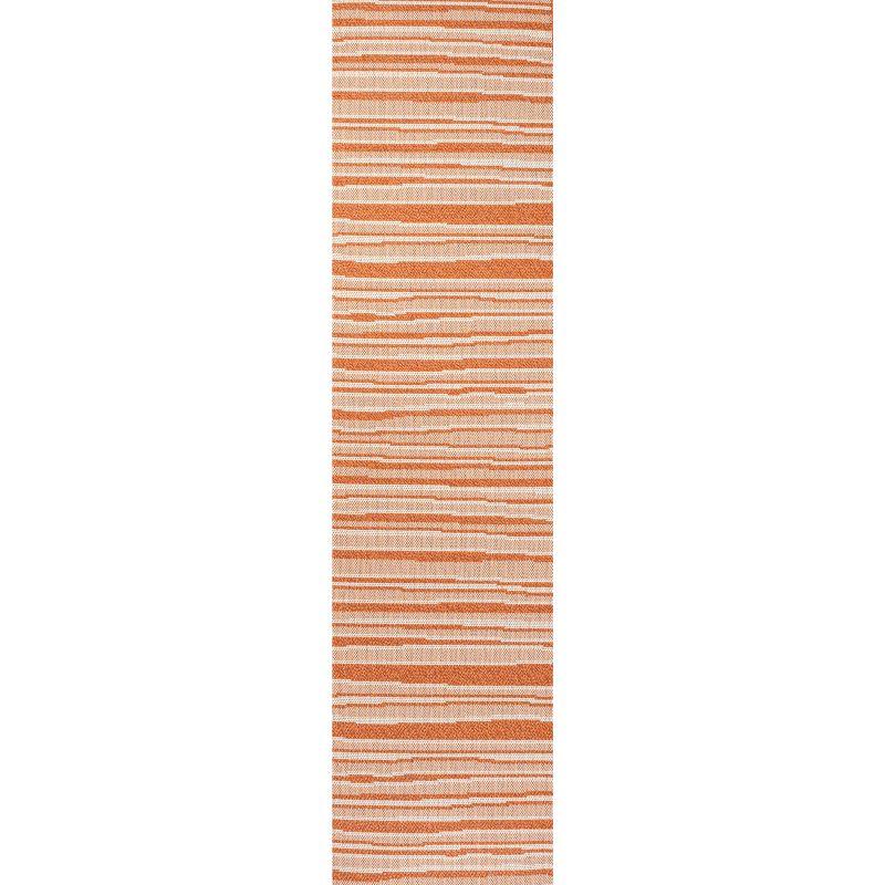2' x 8' Castara Wavy Stripe Modern Indoor/Outdoor Runner Rug, Orange/Cream - JONATHAN Y