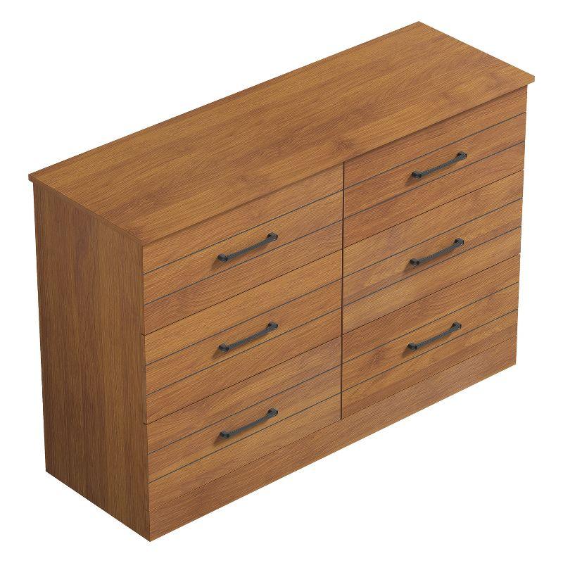 Galano Elis Amber Walnut 6 Drawer 47.2 in. Wide Dresser (Sturdy, Effortless Assembly with Interlocking Drawers)