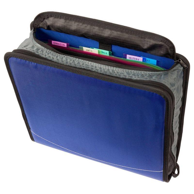 Case-it 3" Nylon Round Ring Zip Binder with Internal/External Pockets Black: Zipper Binder, 575 Sheet Capacity, 8 Pockets