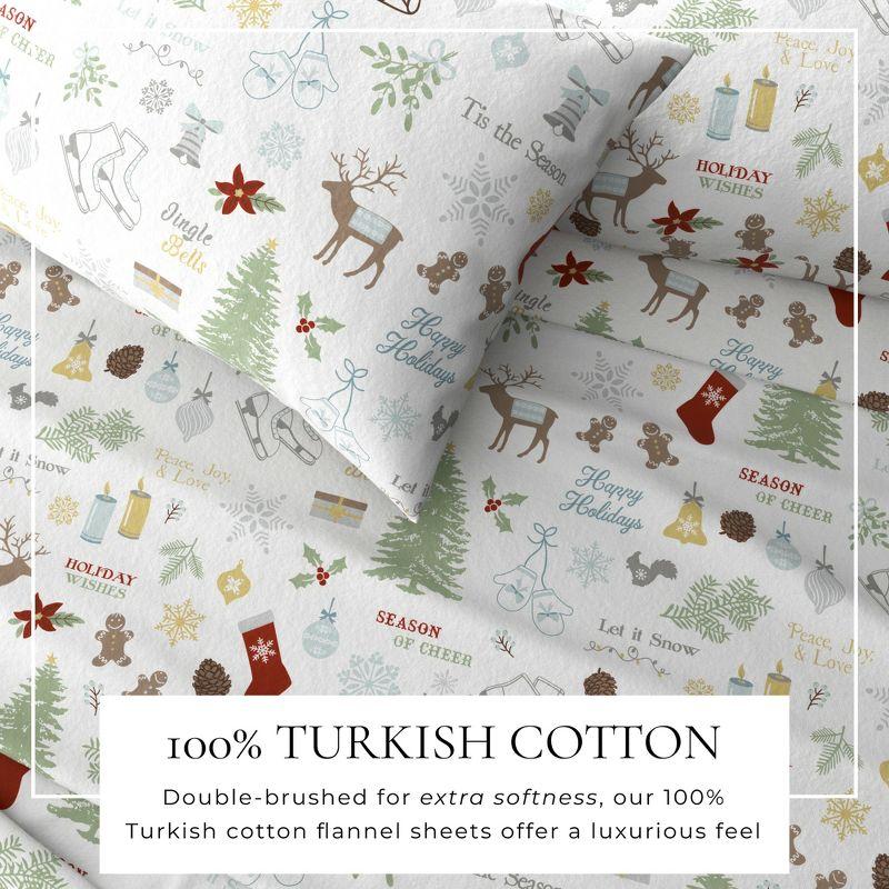 100% Turkish Cotton Holiday Printed Flannel Sheet Set