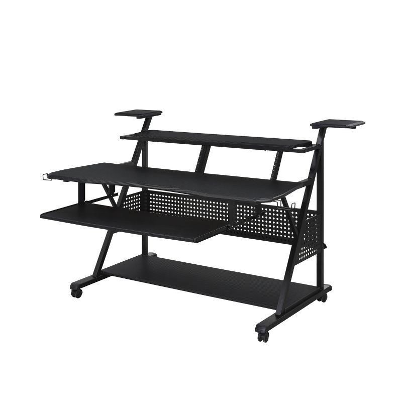 Acme Furniture 67" Willow Desks Black Finish: 42" High, Metal Frame, Wood Surface, Open Storage Shelf