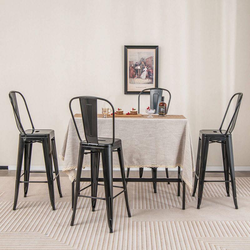 Costway 30" Bar Height Chairs with Footrest & Removable Backrest Rubber Feet for Kitchen