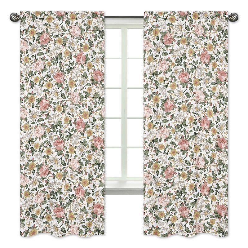 Sweet Jojo Designs Vintage Floral Semi-Sheer Rod Pocket Curtain Panels (Set of 2)